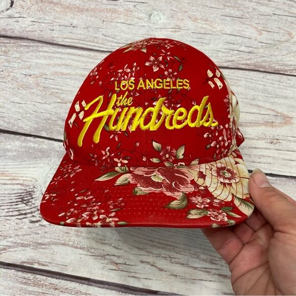 The Hundreds Team Snapback Cap - Red Floral Adjustable One Size - Picture 2 of 8